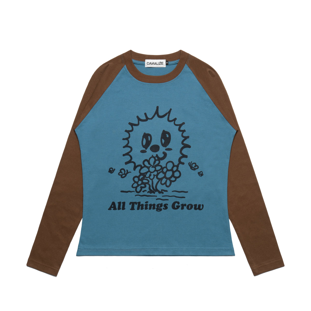 EARTH - TEAL BLUE/BROWN - LONGSLEEVE BABYTEE