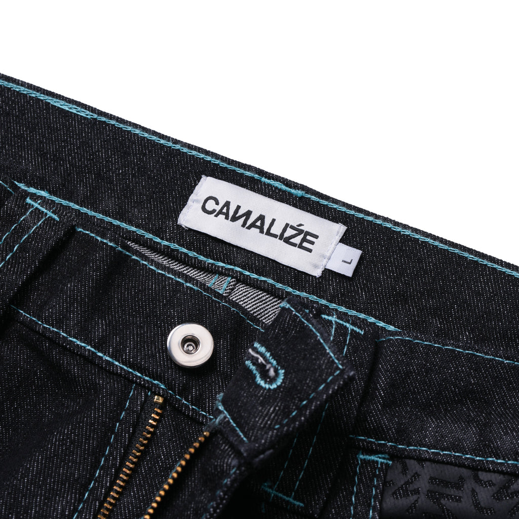 SABLE CONTRAST LONGPANTS - BLACK WASH/CYAN