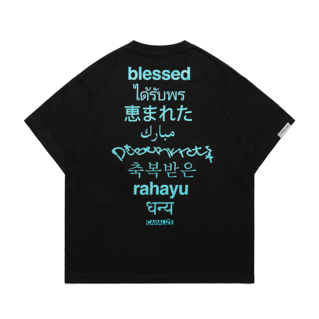 BLESSED - BLACK/CYAN - T-SHIRT
